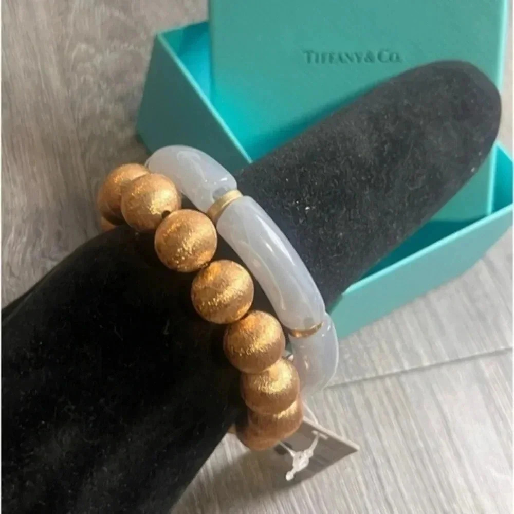 Gray and Gold Stretch Bracelets Set